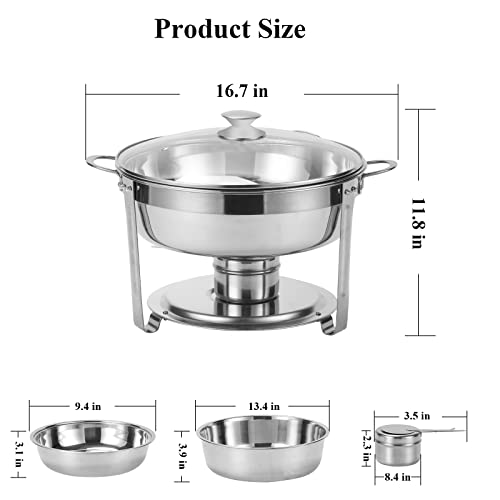 2 Pack Gold 5 Qt Chafing Dish Buffet Set with Glass Lid J529939