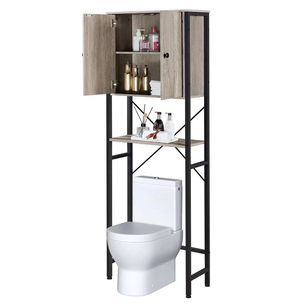 Gray 3-Tier Over the Toilet Storage Cabinet with Shelf J245927