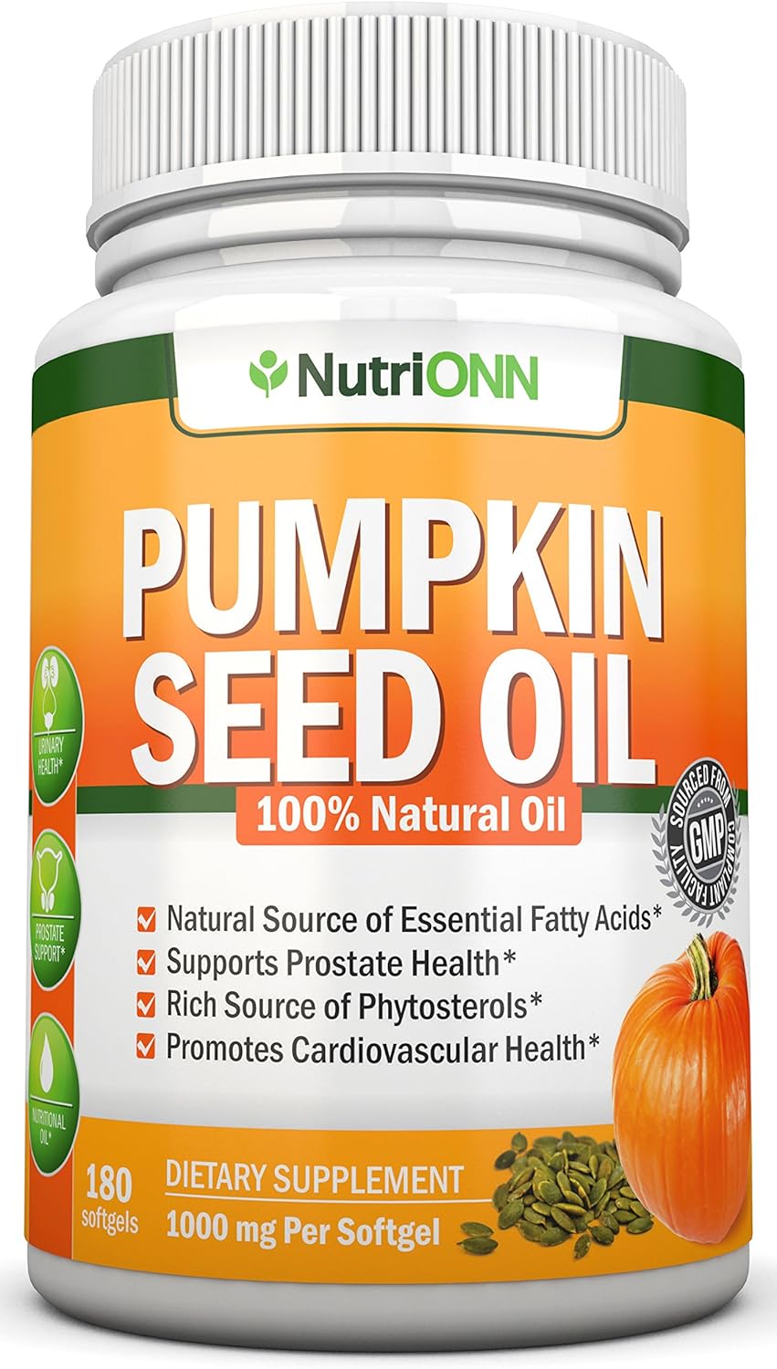 Cold-Pressed Natural Pumpkin Seed Oil 1000mg 180 Softgels J889779