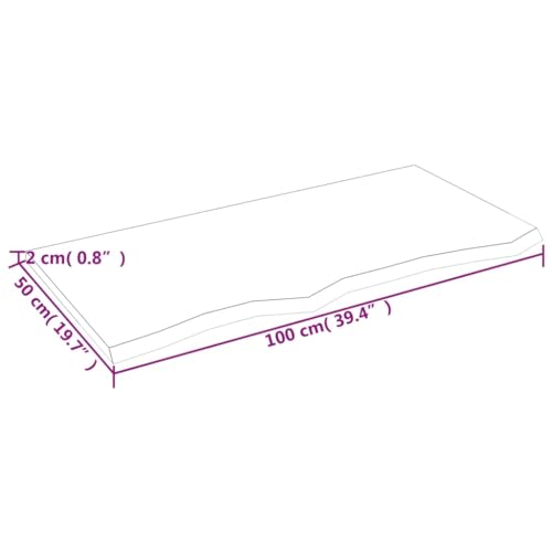 Solid Oak Wood Bathroom Countertop Light Brown Handmade Live Edge Vanity Top with Varnish Finish 15.7"x11.8"x(0.8"-1.6") U40313
