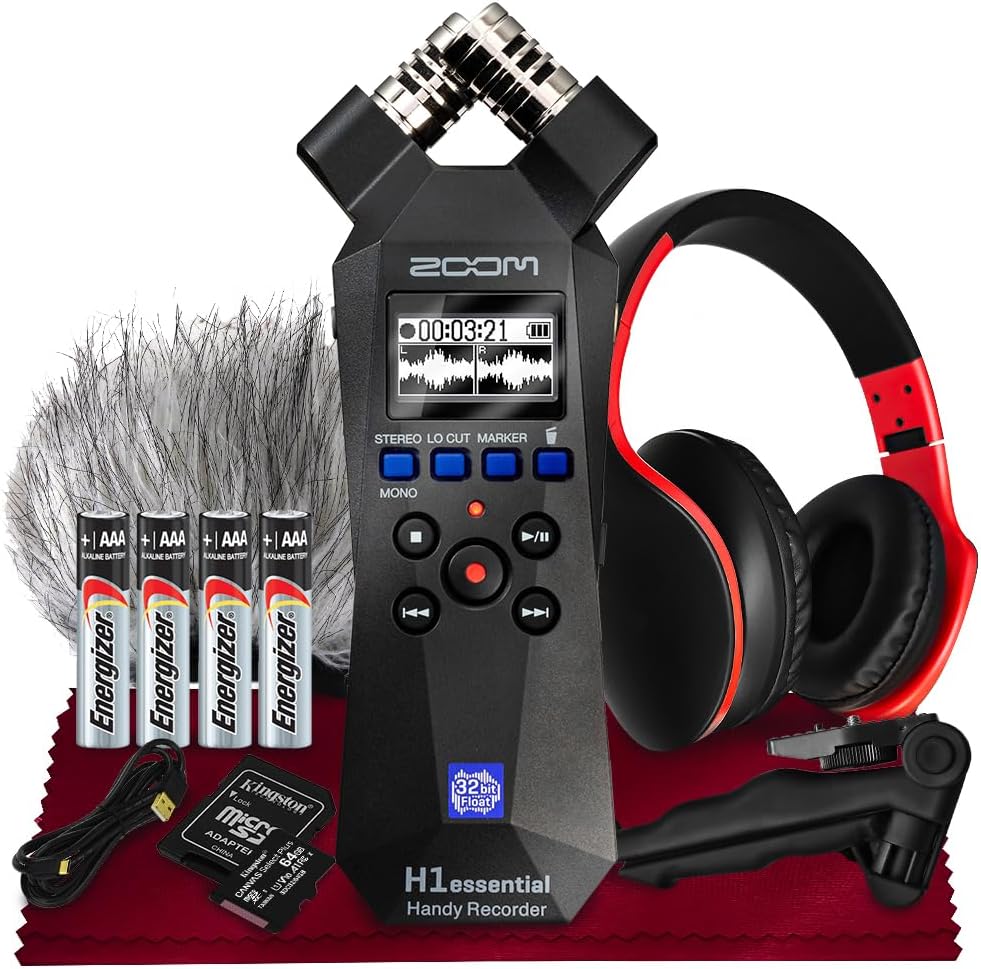 Stereo Handy Recorder Portable Audio Recorder 32 Bit Float USB X/Y Microphone 64GB SD Tripod Headphone G46663