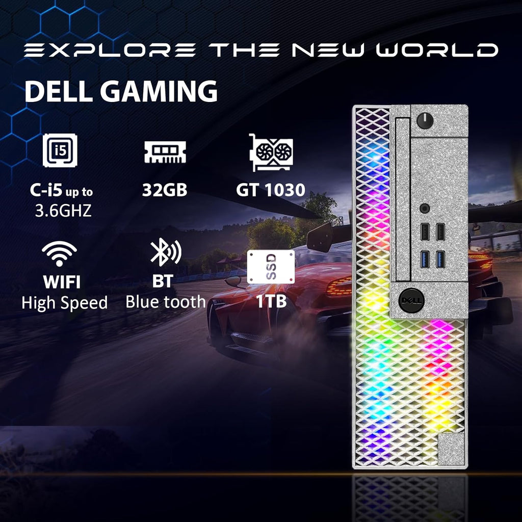 RGB Gaming Desktop Computer, Intel Quad Core I5-6500, GeForce GT 1030 2G GDDR5, 32GB Memory, 1T SSD, Win 10 Pro F285