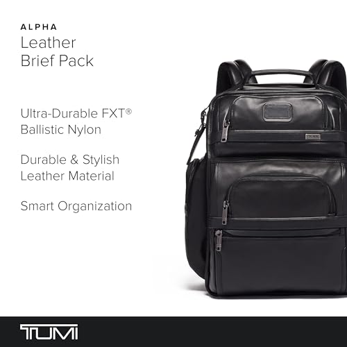 Black Leather 15" Laptop Backpack R5849