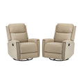 Genuine Leather Swivel Rocker Recliner Set of 2, Beige N945941