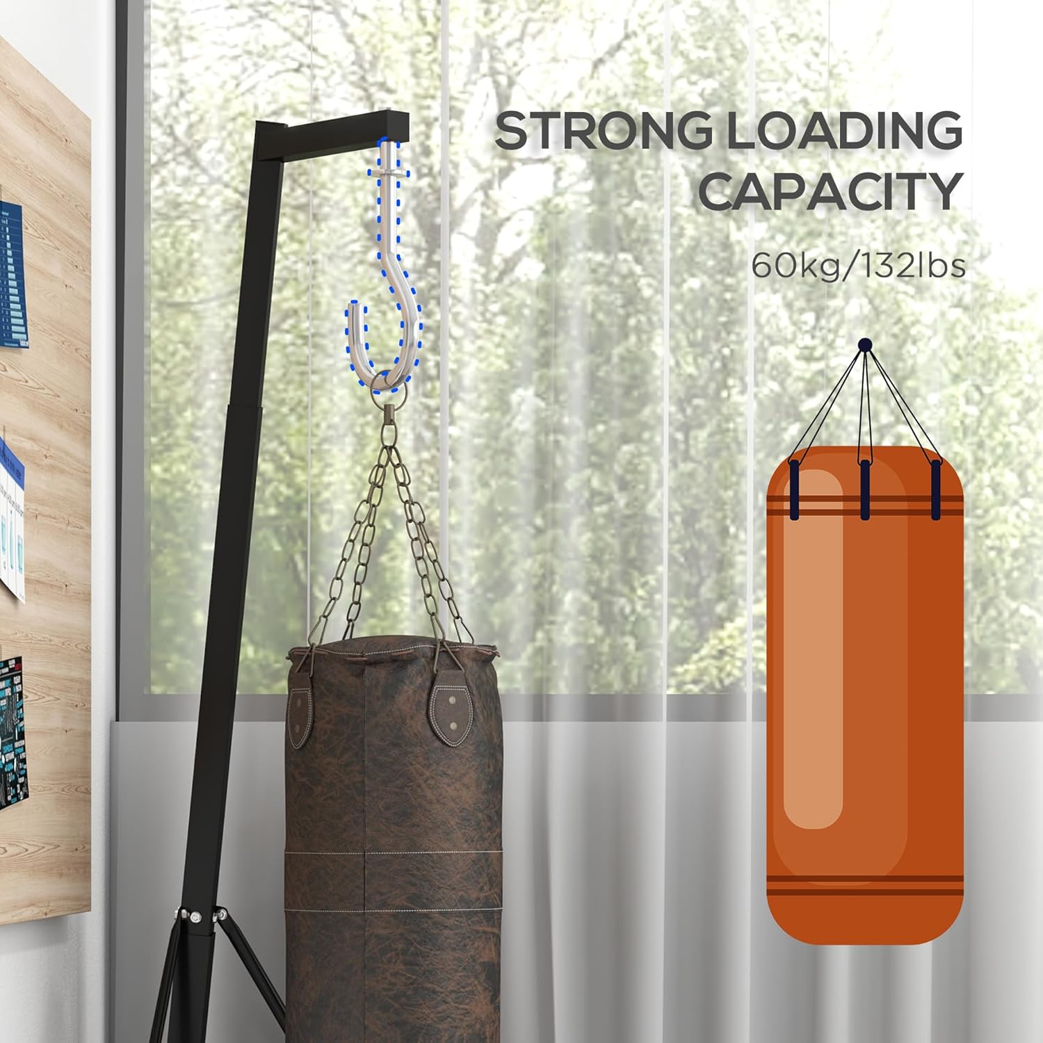 Height Adjustable Heavy Bag Stand with Weighted Base R387193