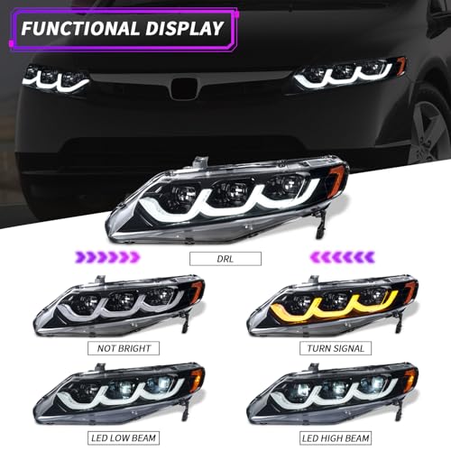 3 Projector Head Lamp Assemblies for 8th gen Civic Sedan Q759