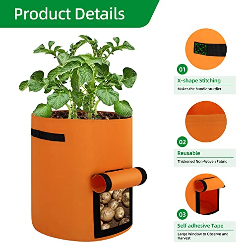 6-Pack 10 Gallon Nonwoven Fabric Grow Bags with Flap and Handles W267114