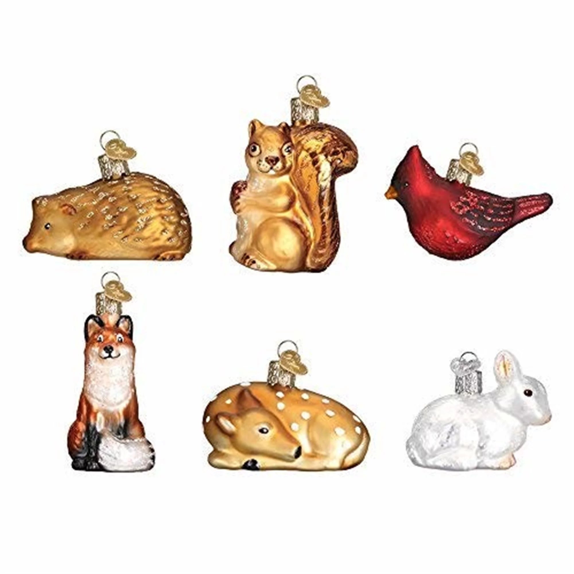 Mini Woodland Animal Set Glass Blown Ornament V995