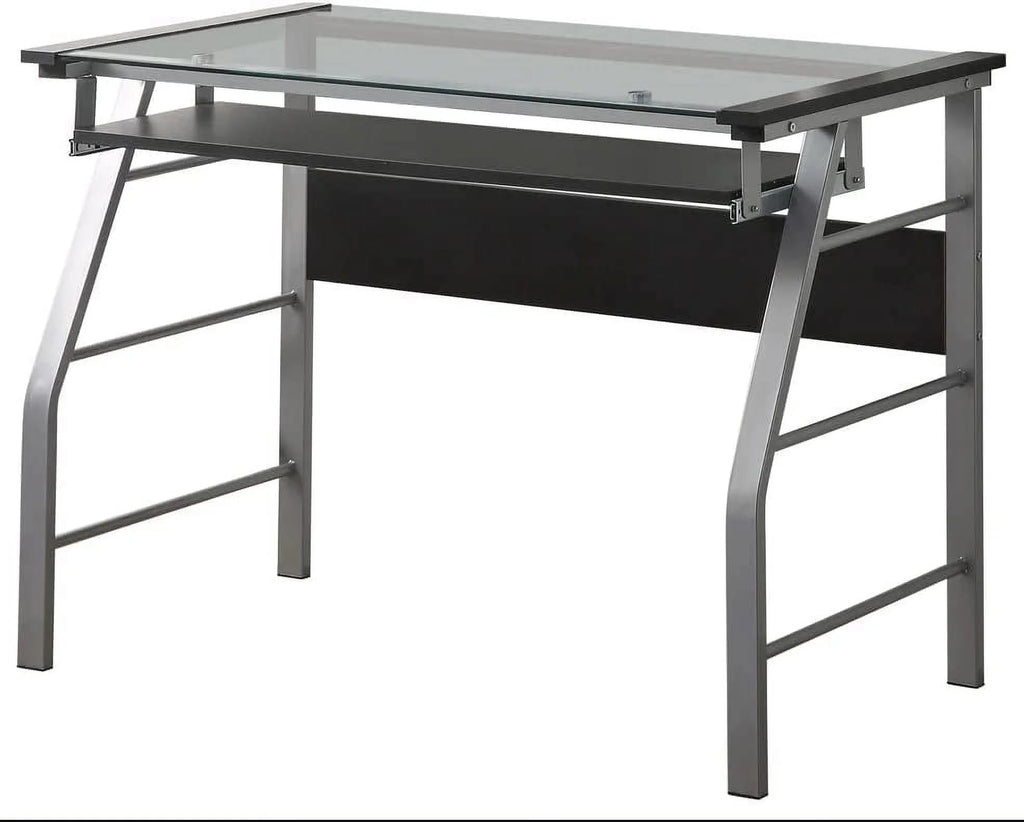 Metal and Glass Top Computer Desk Q490592