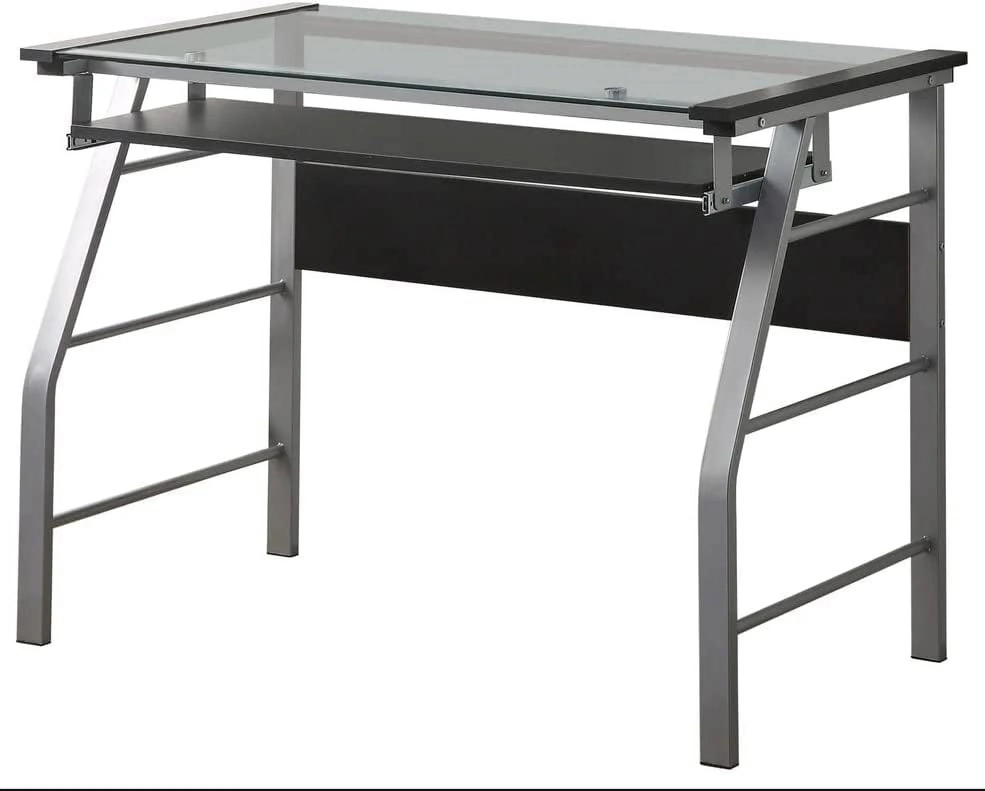 Metal and Glass Top Computer Desk Q490592