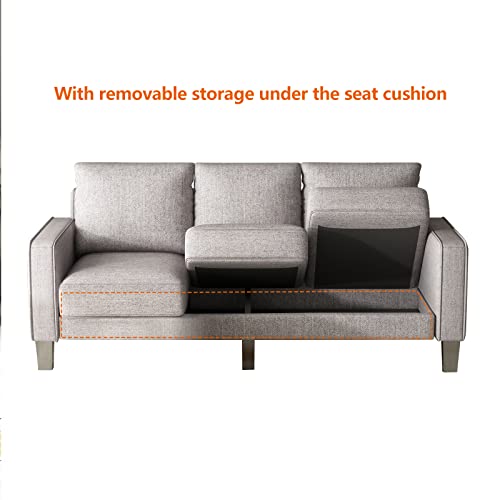 Beige 2-Seater Linen Fabric Recliner Sofa with Storage V37540