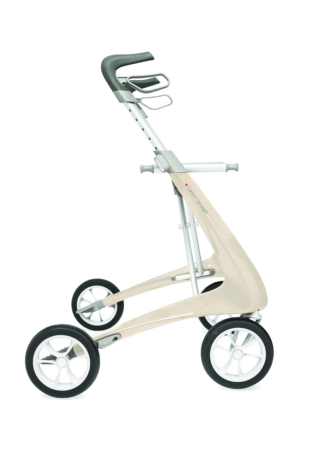 Wide Track Oyster White Rollator Walker with Organizer Bag L679