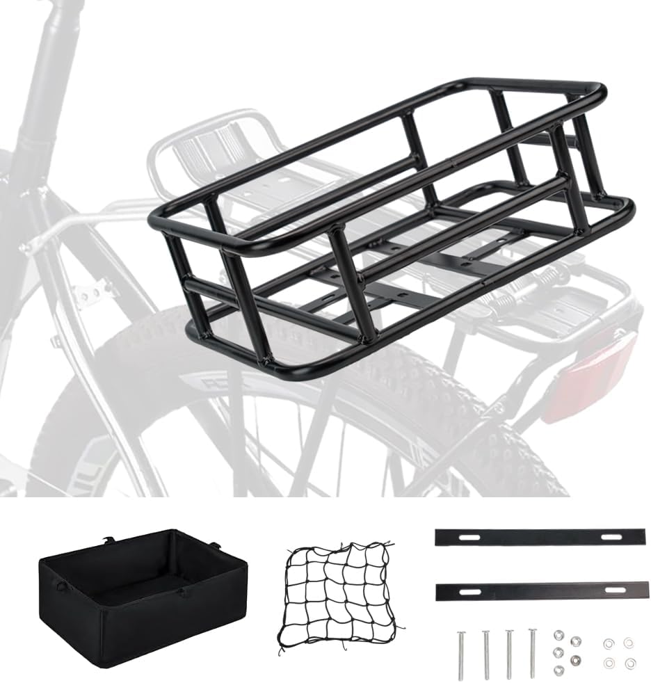 Large Rear Removable Metal Bicycle Basket with Black Liner E860