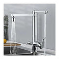 Chrome Dual Handles Cold Hot Water Mixer Tap Filter 2 Spouts Rotation Kitchen Faucet I1835