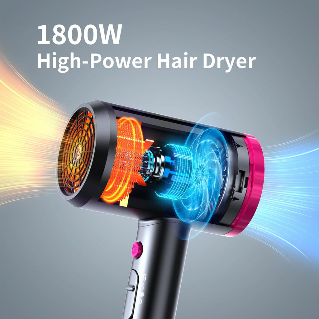 1800 Watt Ionic Hair Dryer with Diffuser and Nozzle G53037