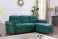Green Velvet L Shaped Sleeper Sectional Sofa with Storage Chaise O23823