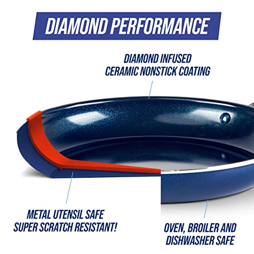 Blue Diamond Diamond Infused Ceramic Nonstick 11" Grill Genie Pan with Lid U212
