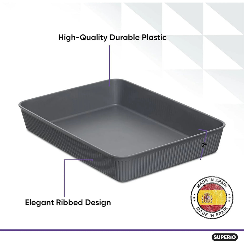 Grey Plastic Desk Drawer Organizer Tray Set of 4 Q35856