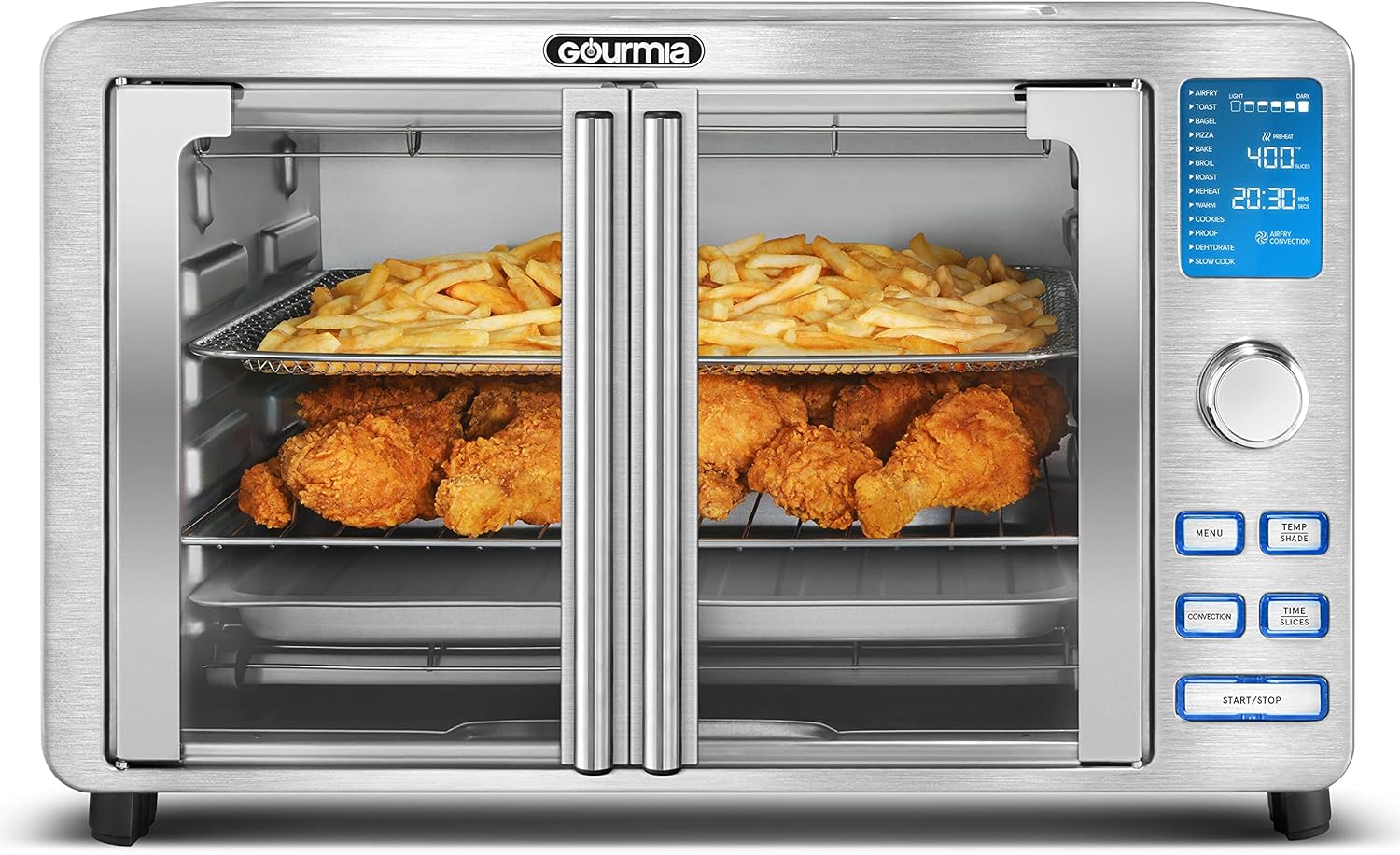 9-Slice Digital Air Fryer Oven with Auto French Doors T784543