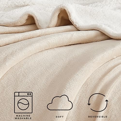 King Brown Plush Reversible Bed Blanket I8789