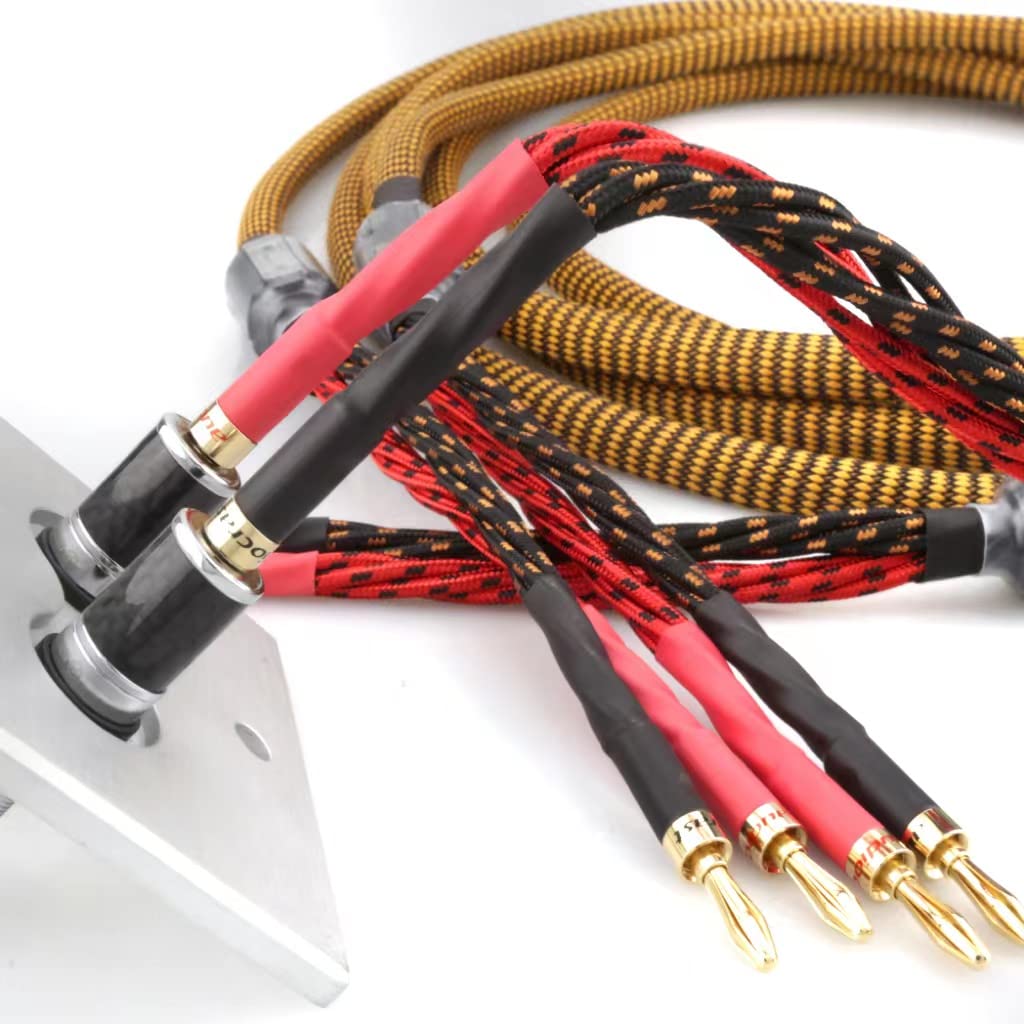 8.20ft 2.5m Nylon Braid Gold Plated Speaker Cable with 8 Banana Plugs Q196