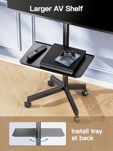Rolling TV Stand on Wheels for 23-60 Inch TVs, Height-Adjustable with Shelf, Max VESA 400x400mm U191532