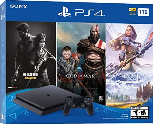 1TB HDD PS4 Console Slim Bundle with Three Games Dualshock 4 Wireless Controller Jet Black L8576