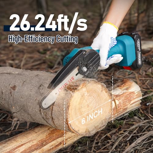 6 Inch Cordless Electric Chainsaw with 2 pcs 2AH Batteries & 3 Replace Chains K967