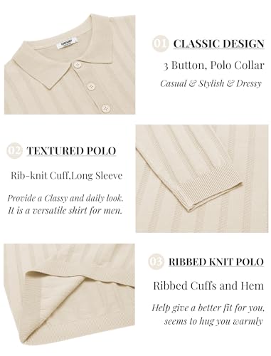 Men's Knit Long Sleeve Polo Shirt E765804