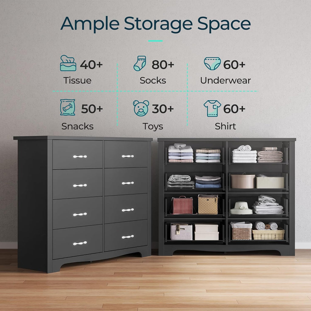 8 Drawer Black Wood Dresser N133657