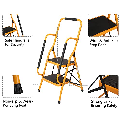 2 Step Folding Step Stool with Handrails V448