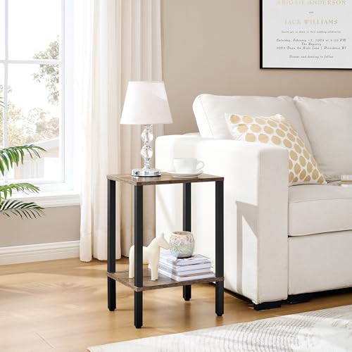 Rustic Brown and Black 2-Tier Narrow Side Table G92431