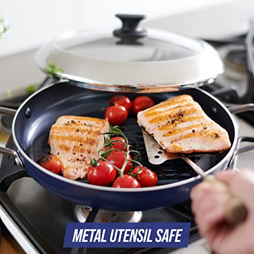 Blue Diamond Diamond Infused Ceramic Nonstick 11" Grill Genie Pan with Lid U212