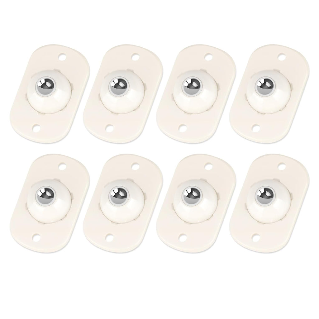 White 8 Pack Self-Adhesive Mini Caster Wheels 360° Swivel Y80244