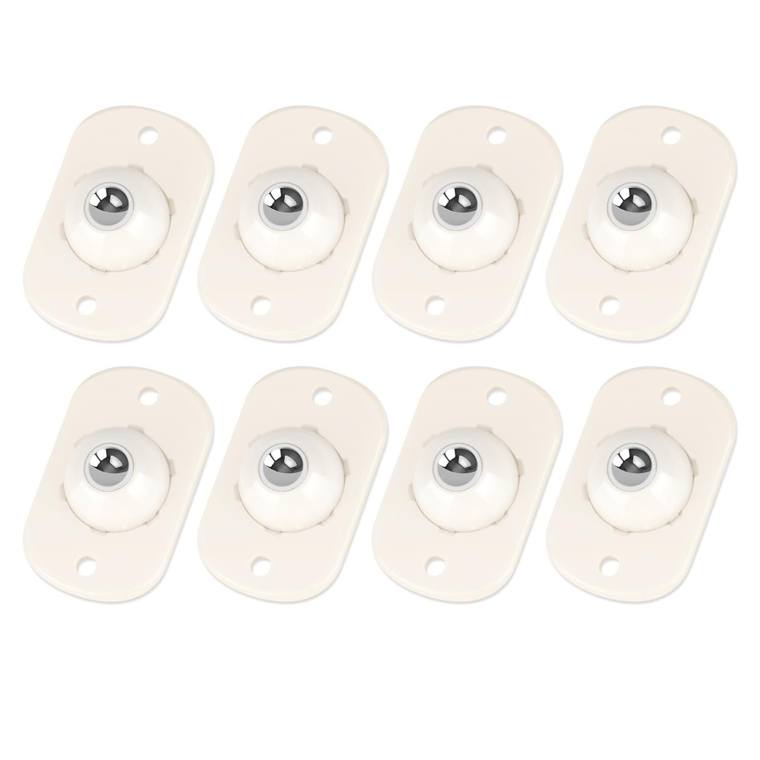White 8 Pack Self-Adhesive Mini Caster Wheels 360° Swivel Y80244