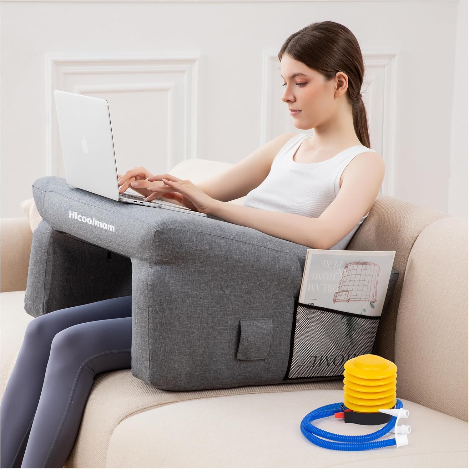 Inflatable Bed Rest Pillow with Lap Desk R17970