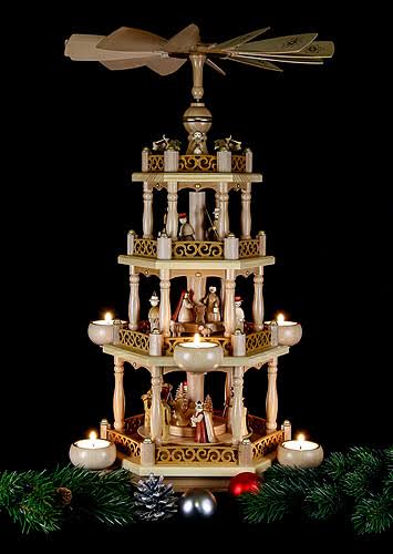 3-tier Natural Christmas Pyramid with Tealights H509
