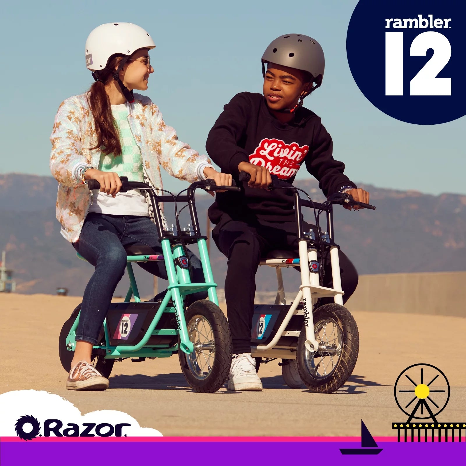 12 Seated Electric Scooter, White, 12" Air-Filled Tires Y720209