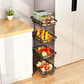 4 Tier Slim Metal Wire Fruit Basket on Wheels Z6760