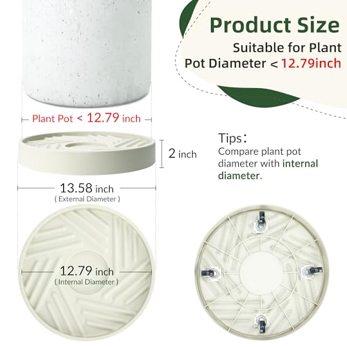Gray 14 inch Round Plant Caddy with Wheels G2623