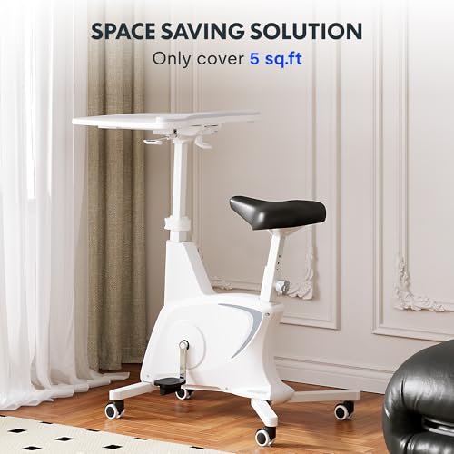 White 3-IN-1 Exercise Bike with Adjustable Resistance LCD Display Seat Desktop O1119