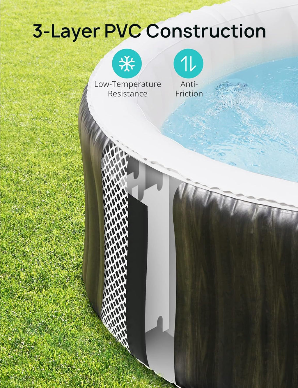 Inflatable Hot Tub with Built-in LED and 140 Air Jets I798943