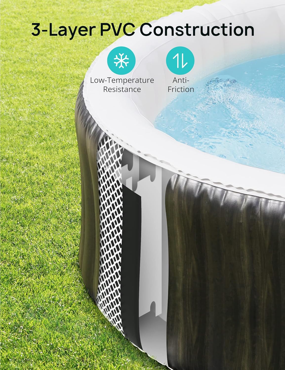 Inflatable Hot Tub with Built-in LED and 140 Air Jets I798943