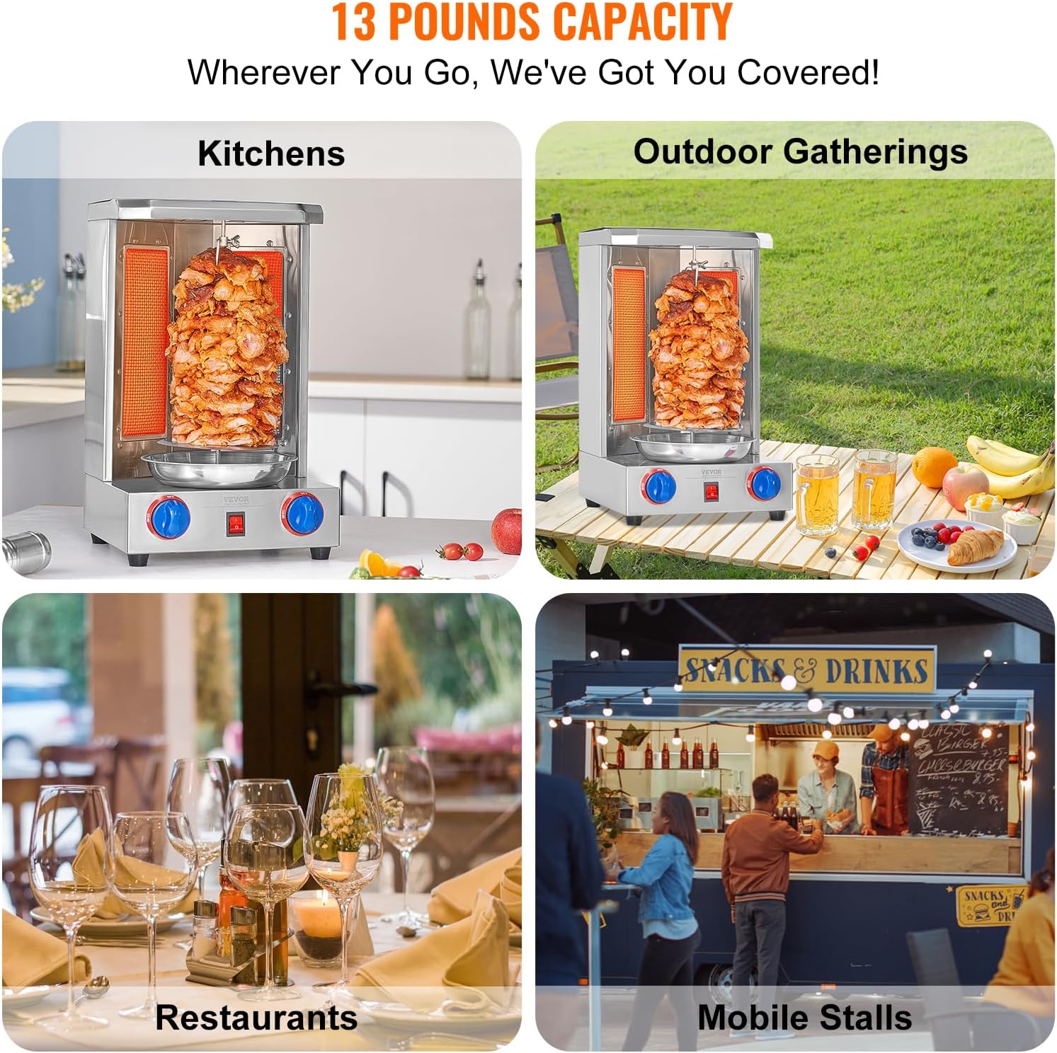 13 lbs Capacity Gas Vertical Broiler Shawarma Machine P5075