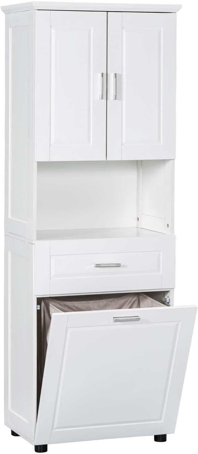70" Tall Tilt Out Laundry Hamper Cabinet with 2 Doors and Adjustable Shelf A80818