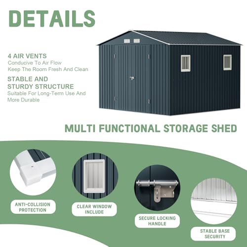 Brown Metal Utility Storage Shed 10 x 12ft F962