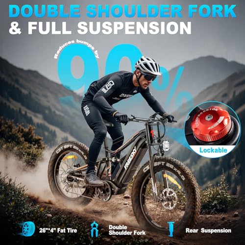 26" Fat Tire Full Suspension Electric Mountain Bike with 48V 30Ah Battery K19616