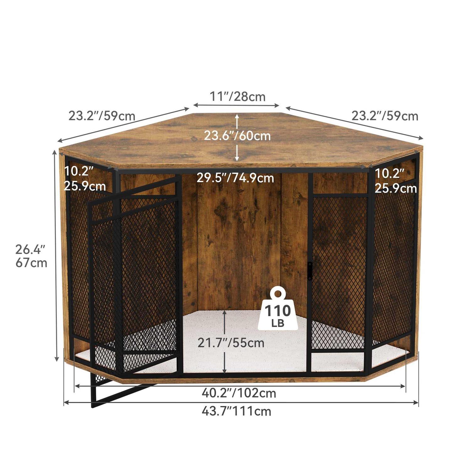 43.7-inch Wooden Dog Kennel with Metal Mesh T79850