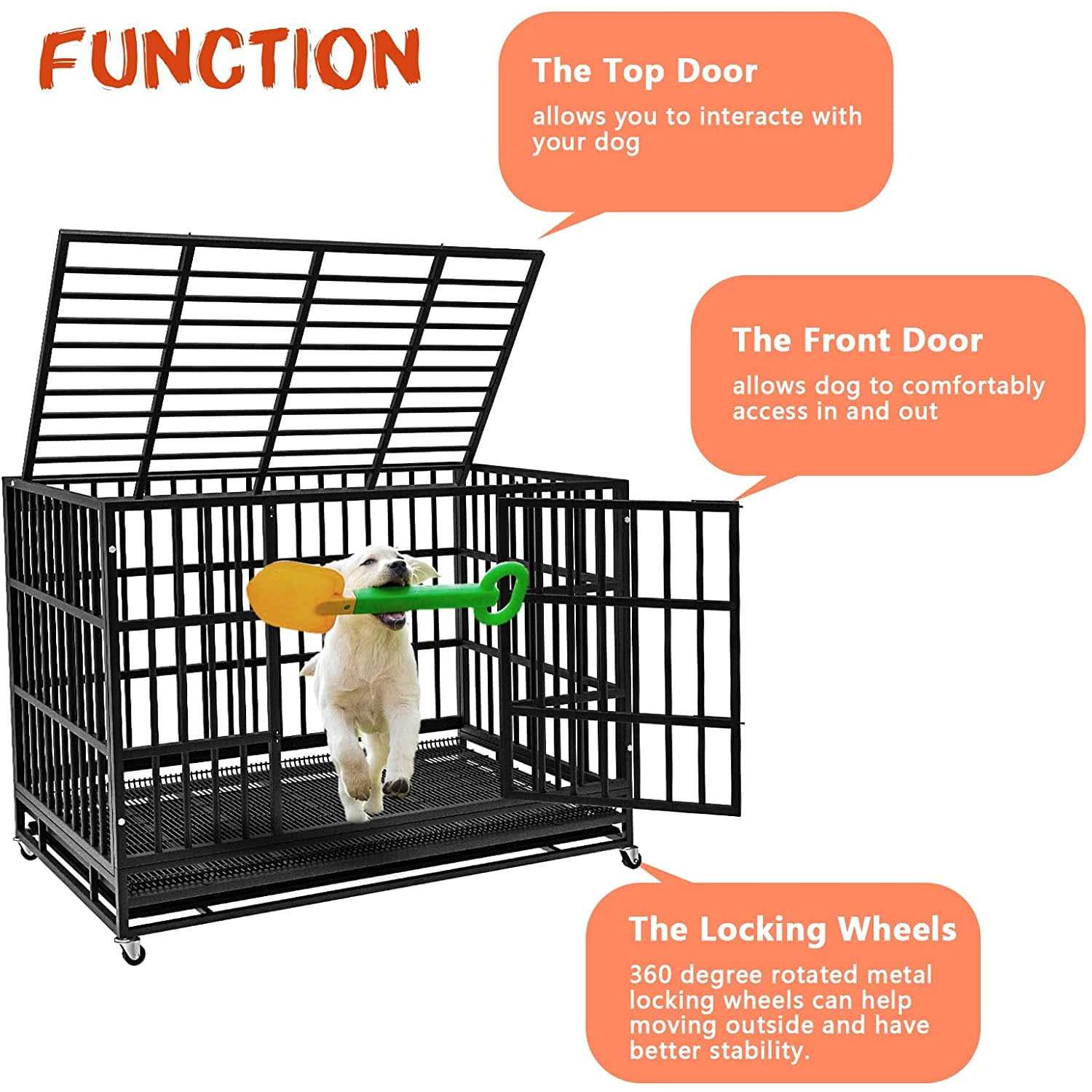 Heavy Duty Dog Crate with Removable Tray W3739