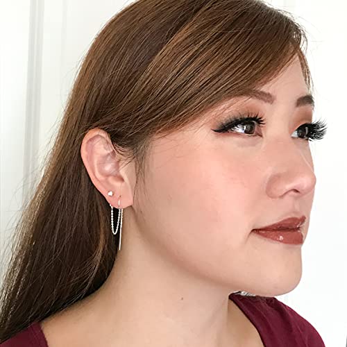 14k Gold Filled Double Piercing Earrings with Cubic Zirconia S9931